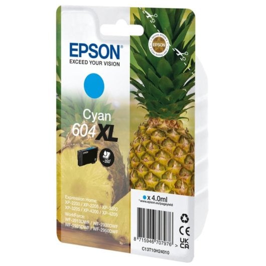 Cartucho de tinta Epson 604XL Cian Alto rendimiento para impresoras Expression Home y WorkForce
