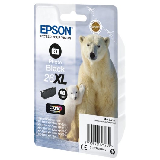Cartucho de Tinta Original Epson Polar Bear 26XL XL Negro Foto