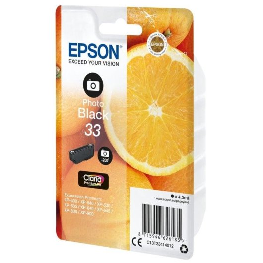 Cartucho de Tinta Original Epson Oranges 33 Claria Premium Negro Foto