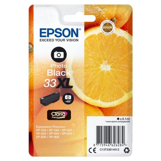 Cartouche d'encre Epson Oranges 33XL Claria Premium Noir Photo