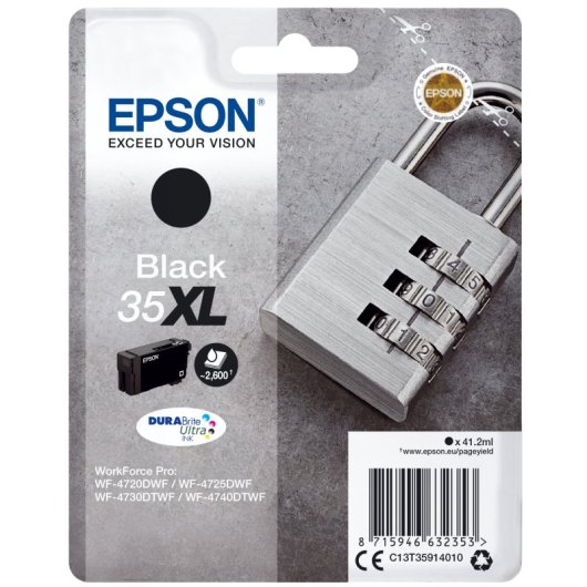 Tinta Epson Padlock Singlepack Preto 35XL DURABrite Ultra