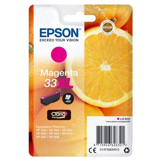 Cartucho de Tinta Original Epson  Oranges 33XL Claria Premium XL Magenta