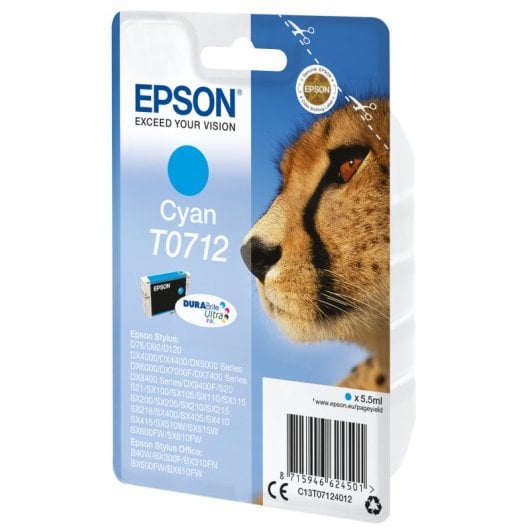 Cartouche Epson Cheetah T0712 Cyan (étiquette RF)