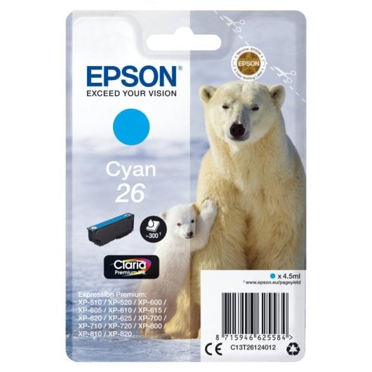 Cartucho Epson Polar bear 26 ciano (etiqueta RF)