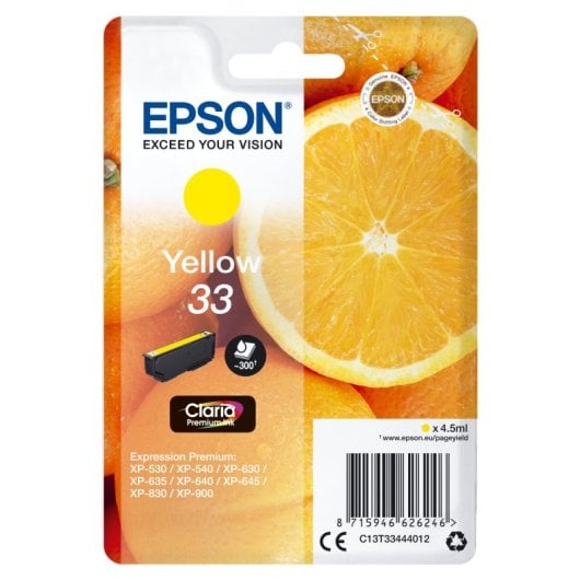 Epson Oranges Singlepack Jaune 33 Encre Claria Premium