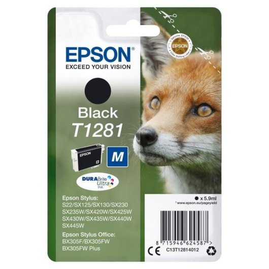Cartouche noire Epson Fox T1281 (étiquette RF)