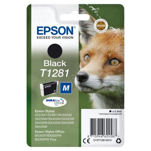 Cartouche noire Epson Fox T1281 (étiquette RF)
