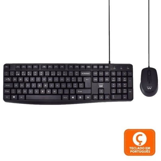 Tastiera Ewent EW3007 Mouse incluso USB QWERTY Portoghese Nero