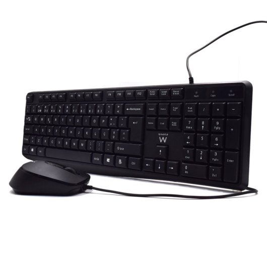 Tastiera Ewent EW3007 Mouse incluso USB QWERTY Portoghese Nero