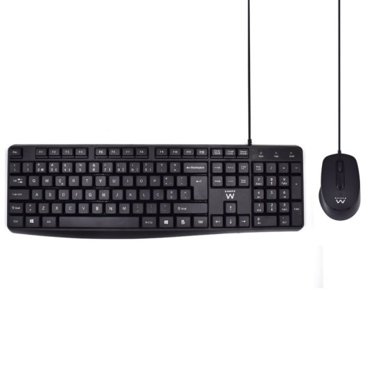 Tastiera Ewent EW3007 Mouse incluso USB QWERTY Portoghese Nero