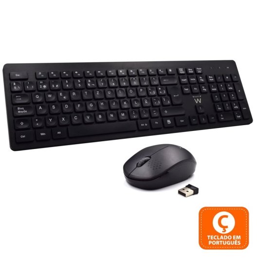 Tastiera Ewent EW3258 Mouse incluso QWERTY Portoghese Nero