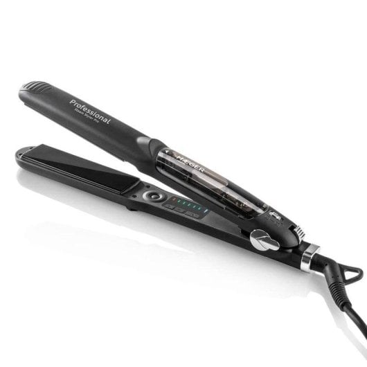 Piastra per Capelli Titanio Professionale Haeger Steam Styler Pro 230ºC 6 Impostazioni Spegnimento Automatico Display Nero