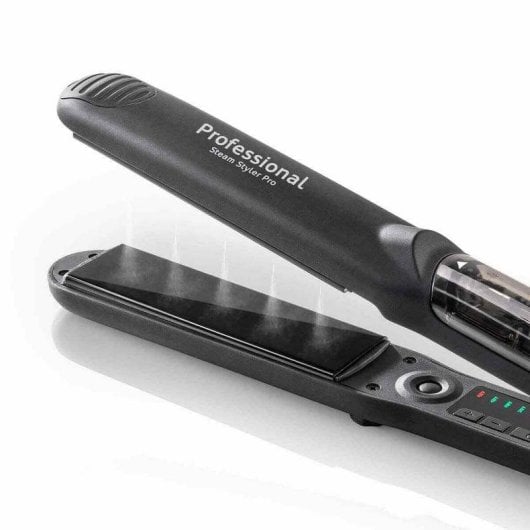 Piastra per Capelli Titanio Professionale Haeger Steam Styler Pro 230ºC 6 Impostazioni Spegnimento Automatico Display Nero
