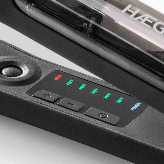 Piastra per Capelli Titanio Professionale Haeger Steam Styler Pro 230ºC 6 Impostazioni Spegnimento Automatico Display Nero