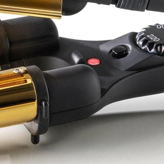 Boucleur 3 Têtes Haeger Golden Curls Céramique 100-220°C Chauffe Rapide Arrêt Auto Noir Or