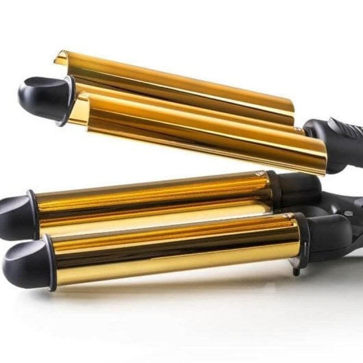 Boucleur 3 Têtes Haeger Golden Curls Céramique 100-220°C Chauffe Rapide Arrêt Auto Noir Or