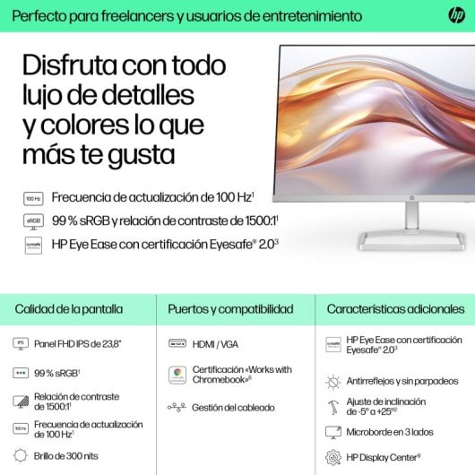 HP Series 5 23.8 inch FHD Monitor - 524sf Computerbildschirm 60,5 cm (23.8") 1920 x 1080 Pixel Full HD LCD Silber