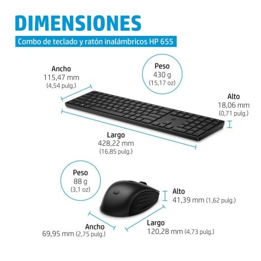 HP 655 Conjunto de Teclado e Rato Sem Fios Preto (PT)