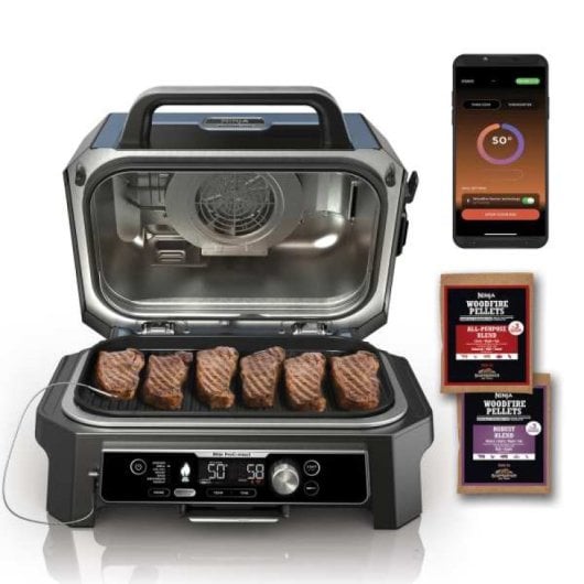 Ninja Woodfire Pro Connect XL Barbacoa Eléctrica con Ahumador y Sensor Digital 1700W