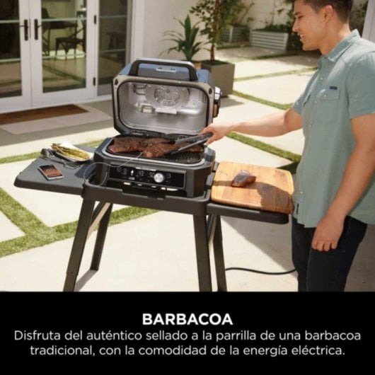 Ninja Woodfire Pro Connect XL Barbacoa Eléctrica con Ahumador y Sensor Digital 1700W