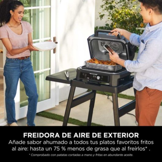Ninja Woodfire Pro Connect XL Barbacoa Eléctrica con Ahumador y Sensor Digital 1700W