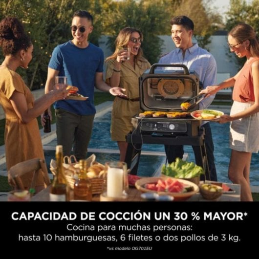 Ninja Woodfire Pro Connect XL Barbacoa Eléctrica con Ahumador y Sensor Digital 1700W