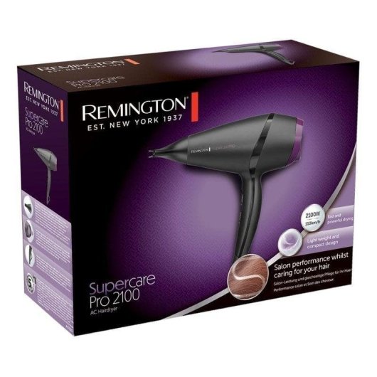 Secador de Pelo Profesional Remington Supercare Pro AC7100 2100W 3 Temperaturas 2 Velocidades Golpe de Aire Frío Negro