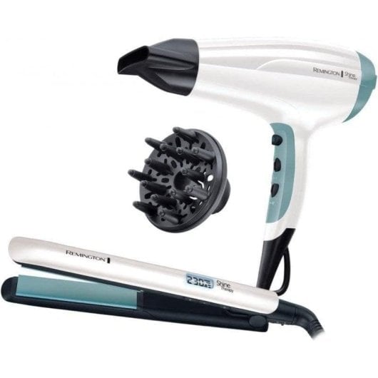 Ionen Föhn Remington Shine Therapy S8500GP 2300W 3 Temperaturstufen 2 Geschwindigkeiten Zubehör Weiß