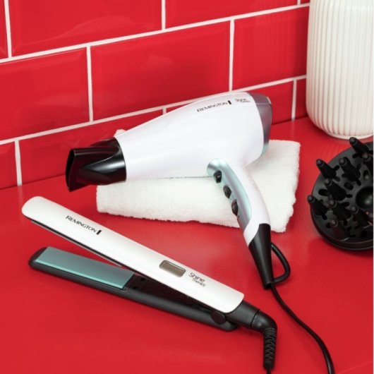 Remington Shine Therapy S8500GP Pack Secador + Plancha de Pelo 2300W Blanco