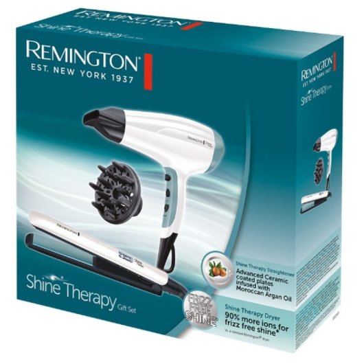 Remington Shine Therapy S8500GP Pack Secador + Plancha de Pelo 2300W Blanco