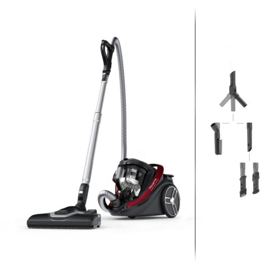 Rowenta Silence Force RO7933 Trocken-Zyklonstaubsauger, 500 W, 2,5 l, Schwarz/Rot