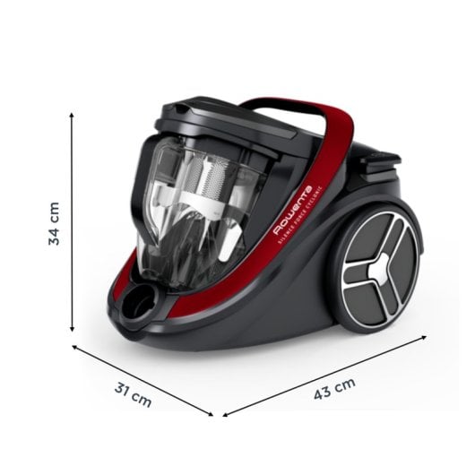 Rowenta Silence Force RO7933 Trocken-Zyklonstaubsauger, 500 W, 2,5 l, Schwarz/Rot