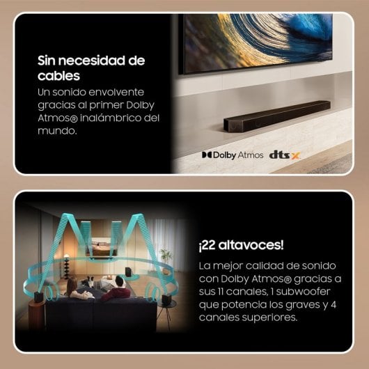 Samsung HW-Q990D Barra de Sonido con Subwoofer 11.1.4 Canales Wireless Dolby Atmos Negra