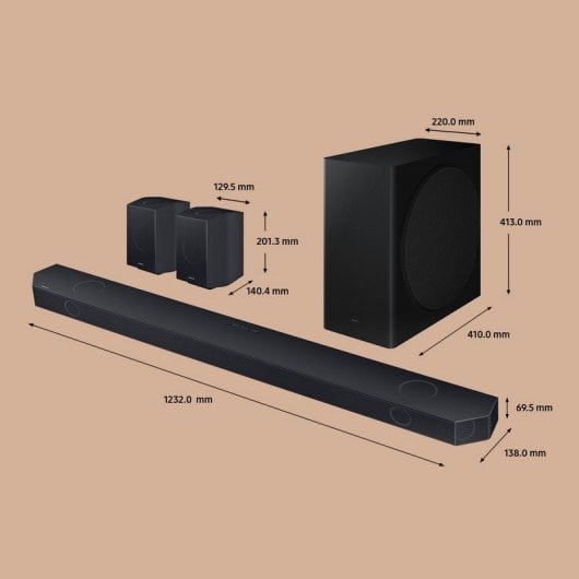 Samsung HW-Q990D Barra de Sonido con Subwoofer 11.1.4 Canales Wireless Dolby Atmos Negra