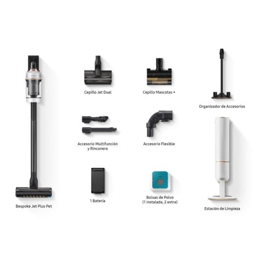 Samsung BESPOKE Jet + All in One Clean Station Aspiradora sin Cable 210W Blanca