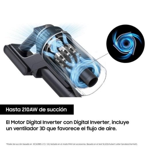 Aspirador sem Fio Samsung BESPOKE Jet+ VS20B95823W/WA 210W 60min Alergias Animais 0,5L
