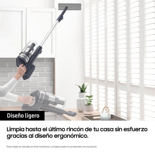 Samsung Jet 75E Pro Digital Inverter Aspiradora Escoba con Cepillo para Mascotas Batería 21.6V 200AW Negra