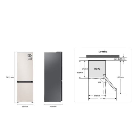 Samsung RB34C6B1DCE/EF frigorífico e congelador Independente 344 LD Bege
