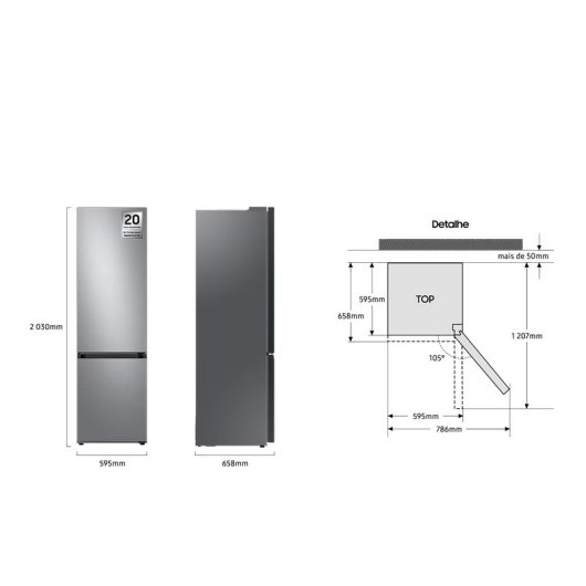 Samsung RB38C6B3DS9/EF frigorífico e congelador Independente D Aço inoxidável