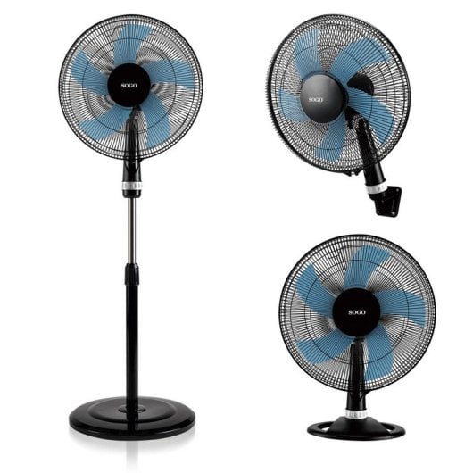 Sogo VEN-SS-21280 ventilateur Noir, Bleu, Argent