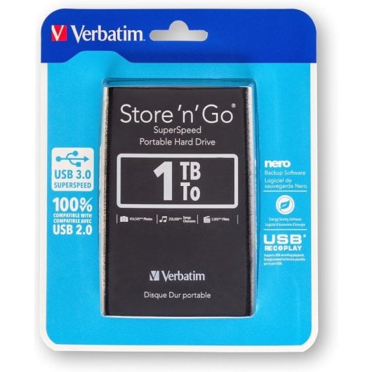 Verbatim Store n Go Disco Rígido Portátil 1TB USB 3.0 Preto