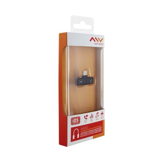 Myway Splitter Cargador y Adaptador para Auriculares Lightning Negro