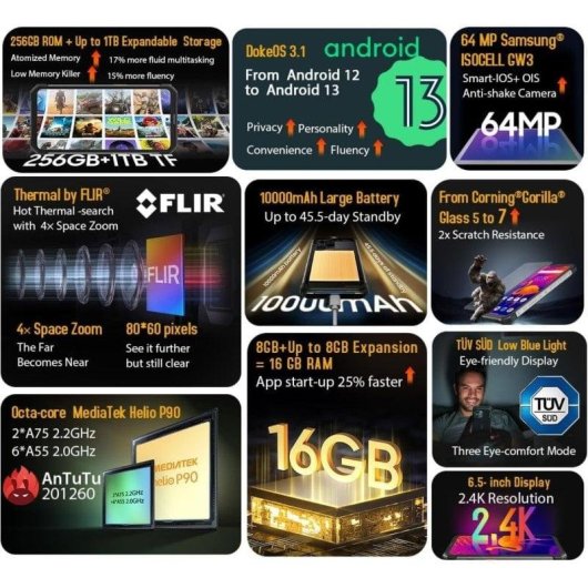 Blackview BV8900 4G 8GB 256GB 6.5" Verde