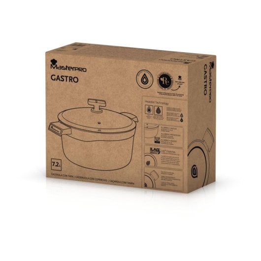 Masterpro Gastro Reeco MP Cacerola de Aluminio Forjado con Tapa Ø28x13.5cm 7.2L Negra