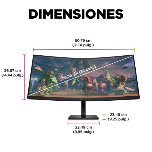 HP OMEN 34c 34" LED VA UltraWide QHD 165Hz FreeSync Premium Curvo