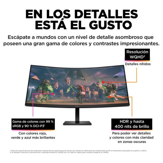 HP OMEN 34c 34" LED VA UltraWide QHD 165Hz FreeSync Premium Curvo