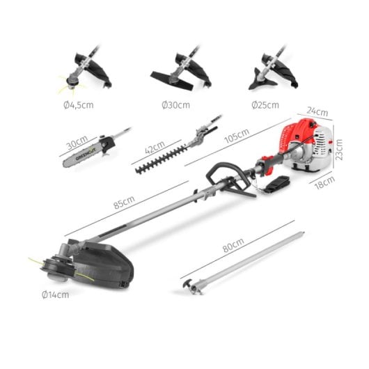 Greencut GM650X-6 Desbrozadora Multifunción 6 en 1 a Gasolina 65CC 4.9CV 2 Tiempos 6 Accesorios