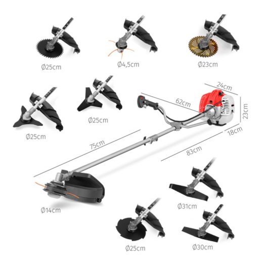 Greencut GGT650X-9 Desbrozadora a Gasolina 65CC 4.9CV Motor 2 Tiempos 9 Accesorios