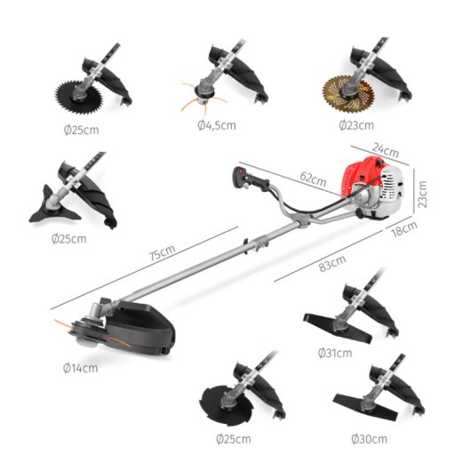 Greencut GGT650X-8 Desbrozadora a Gasolina 65CC 4.9CV Motor 2 Tiempos 8 Accesorios