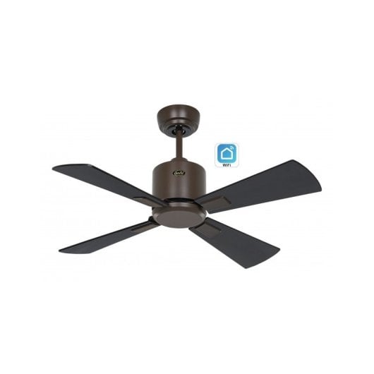 Casafan 949001w Eco Neo III 92 cm Deckenventilator aus Schwarz und Teakholz mit WLAN